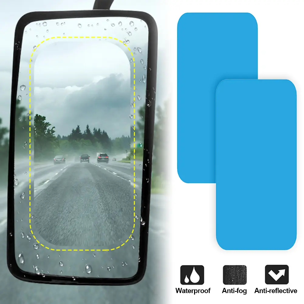 2Pcs 35x16cm Truck Car Rain-proof Film Rearview Mirror Waterproof Protector Rainy Anti-glare Window Glass Film Safety Driving Stickers #438435