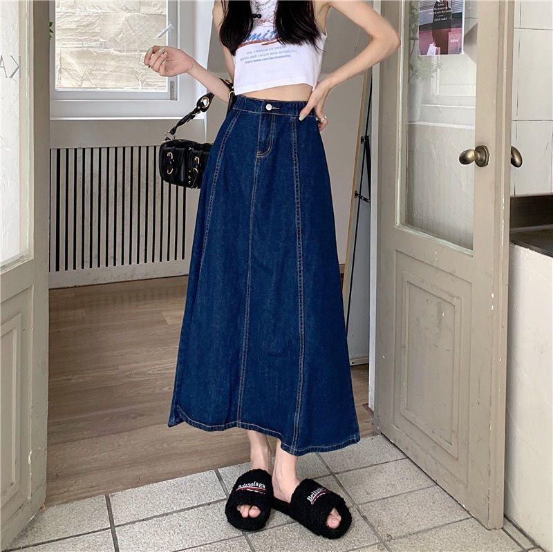 Product Introduction of Chân Váy Denim Dài, Ngoại Cỡ Cho Cô Gái Đầy Đặn, Váy Ô Chữ A Dài Nửa Người Dành Cho Nữ, Dài Trung Bình Qua Đầu Gối, Cạp Cao, Vải Mỏng, Ngoại Cỡ, Quần Áo Nữ, 100,00kg Women Khuy 3