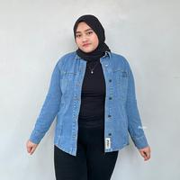 Gambar JINISO Big Size Jaket Jeans Oversize Safari Baby Blue - ALL SIZE dari JINISO JEANS Kota Administrasi Jakarta Utara 4 Tokopedia