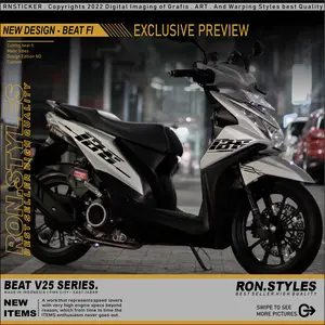 BTV25 Cutting Sticker Striping Beat Fi F1 Variasi Simple style Copy Transparan Aksesoris Motor
