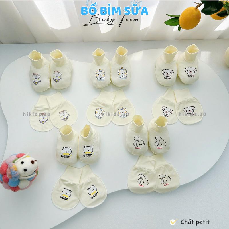 (Chọn Hình) Bao Chân Bao Tay BABY TOOM Thun Petit Cho Bé Sơ Sinh mềm mịn co giãn in họa tiết Hi kids