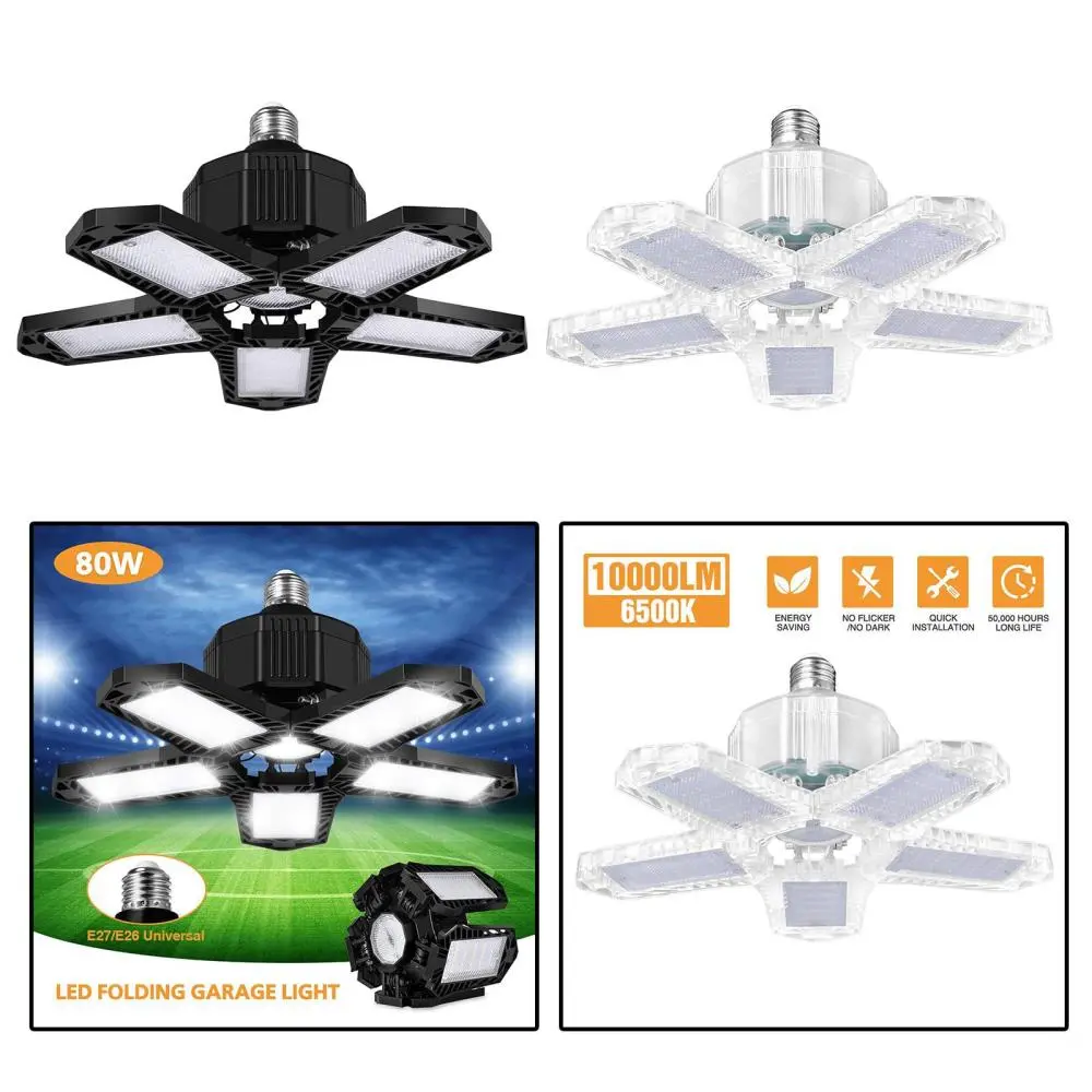 LED Garage Light Bulb Deformable Ceiling Fixture Lights for Workshop Shop Lamp