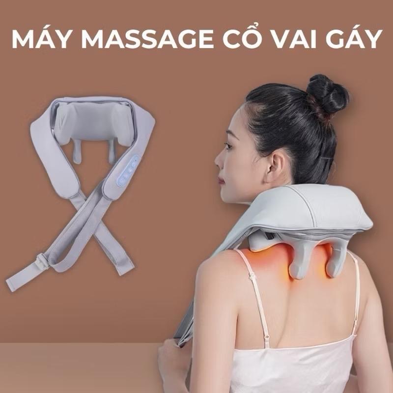 Máy Massage Cổ Vai Gáy 6D Có Đèn Hồng Ngoại Cao Cấp, Đai Massage Cổ Vai Gáy Giảm Nhức Mỏi Mô Phỏng Cánh Tay Xoa Bóp Thư Giãn