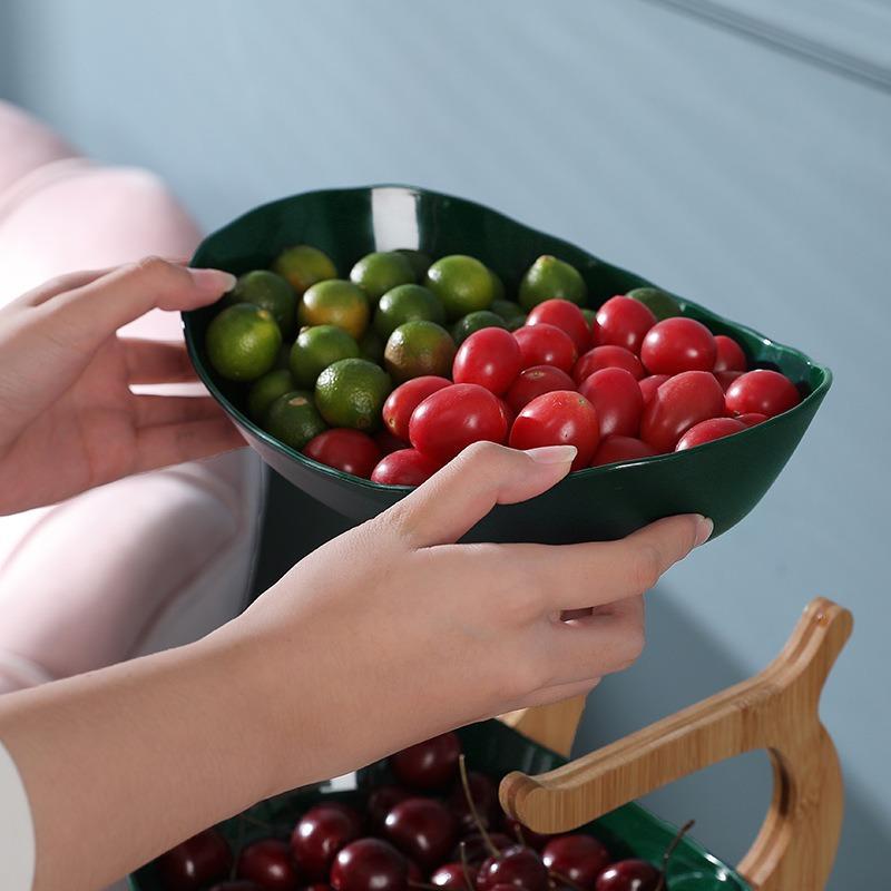 3 Tier Fruit Tray, 1 Count Dessert Plate with Bamboo Stand, Snack Serving Tray for Home Kitchen Party, Summer for Gift 4