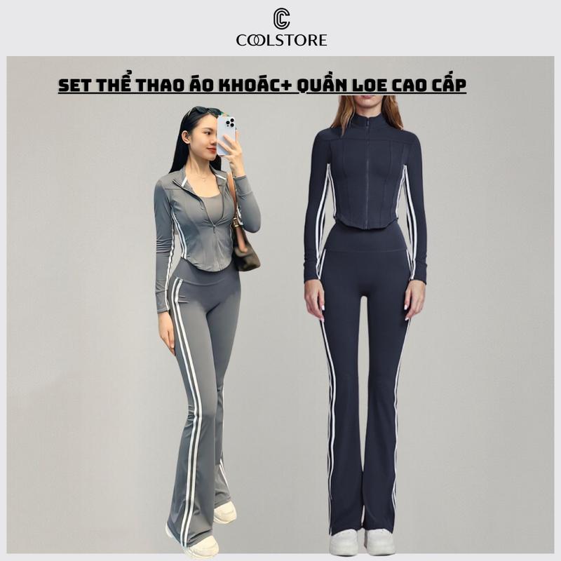  Bộ tập lulu Áo khoác dài tay Quần loe cạp cao tập gym yoga pilates mùa đông Mã siêu cấp Tập Yoga Tập Thể Dục 