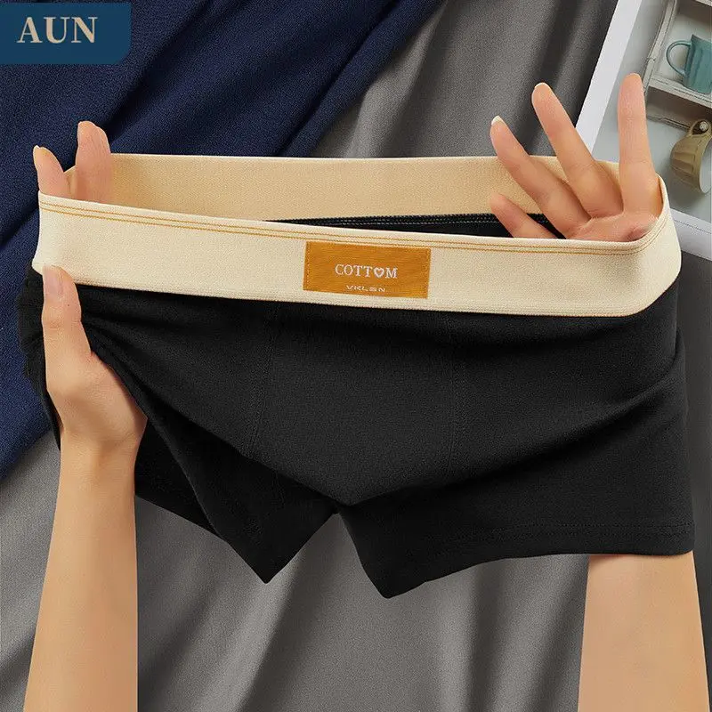 Quần Lót Nam, AUN, Quần Lót Boxer Cotton Nguyên Chất, Dáng Rộng Vừa Vặn, Thiết Kế Góc Phẳng, Chất Liệu Thoáng Khí, Quần Đùi Cao Cấp, Thích Hợp Cho Nam Giới 2