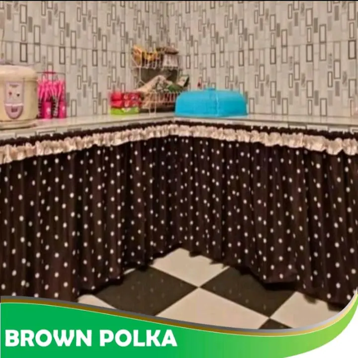 gorden kolong dapur motif brown polka