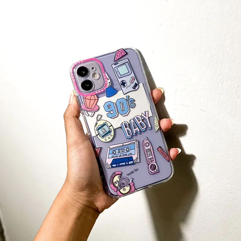 【SatSet.ind】 TRANSPARENT 90'S PINKY BABY iPh CASE ART CASE PINKY FOR iPh 6 6S 7 XS MAX 11 PRO MAX 12 PRO MAX 13 PRO MAX 13 MINI bumper silikon casing cover 0