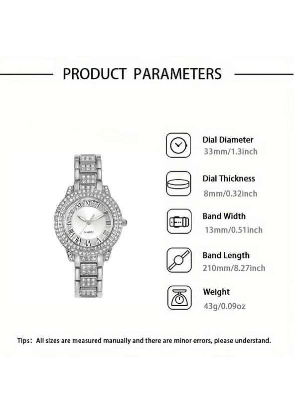 Women's Elegant Round Dial Quartz Watch & Jewelry Set, Including Watch & Ring & Earrings & Bracelet & Pendant Necklace, Fashion Watch Set for Party, Daily Decor, Exquisite Watch Set for Gift 1
