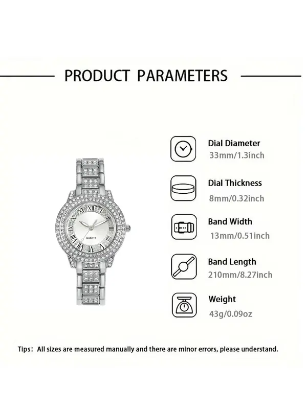 Women's Elegant Round Dial Quartz Watch & Jewelry Set, Including Watch & Ring & Earrings & Bracelet & Pendant Necklace, Fashion Watch Set for Party, Daily Decor, Exquisite Watch Set for Gift 1