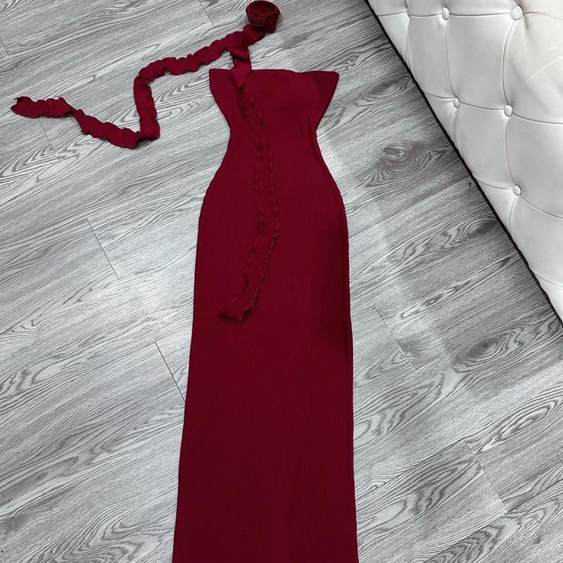 Mâuz081: váy body ống thun gân phối dây hoa