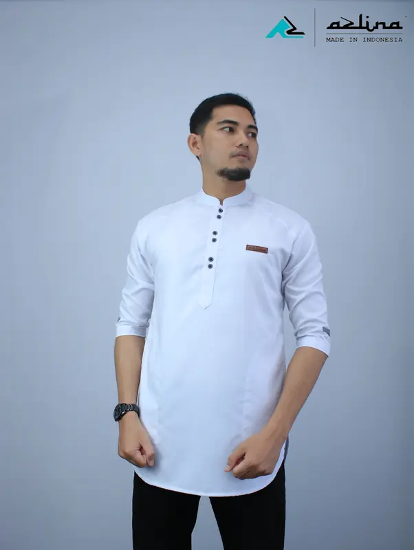Baju koko kurta Atasan Pria Modern model polos kurtah Pakistan Bahan Katun Madinah warna lengkap terlaris best quality baju Muslim pria Tangan  3/4 7