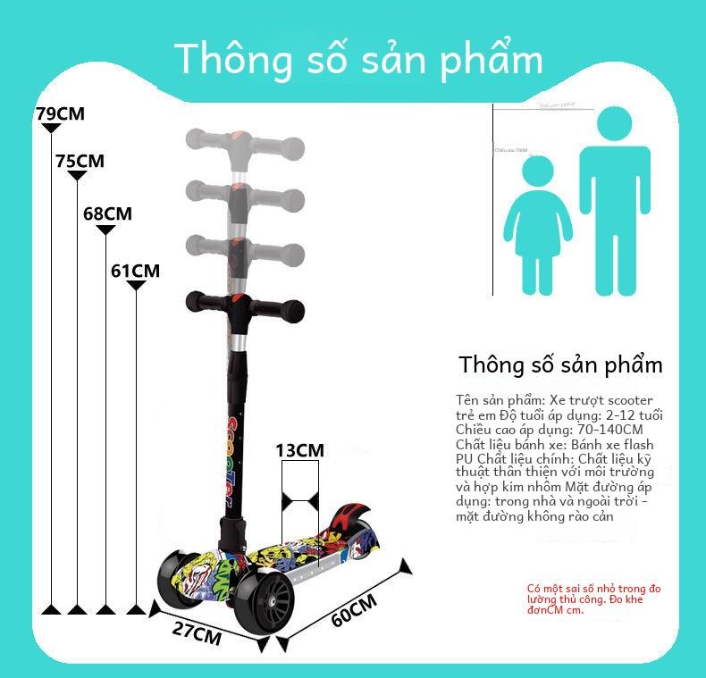 Product Introduction of Xe Tay Ga Trẻ Em, Đồ Chơi Ngoài Trời, Thích Hợp Cho Trẻ Em Từ 2-12 Tuổi, Có Thể Điều Chỉnh, Đèn Lung Linh, Bàn Đạp Có Thể Gập Lại Xe Xoắn 0