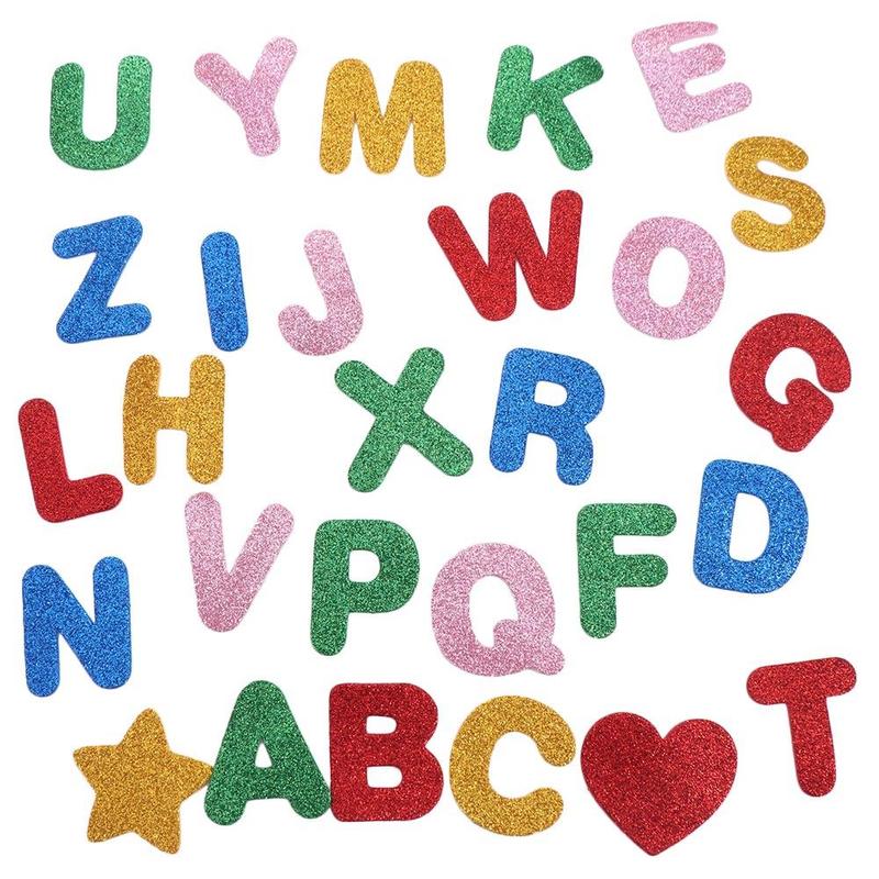 Nghệ thuật Tự làm Chữ A-Z Miếng dán chữ bằng xốp Đề can dán tường Tự dính Nhãn dán bảng chữ cái lấp lánh Đầy màu sắc Trang trí Nhãn dán học tập Bảng chữ cái Lớp Học