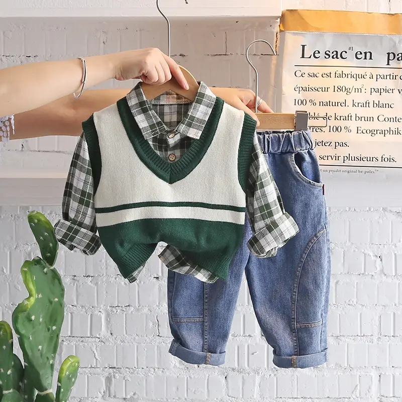 PROMO 8.8 Candytown Setelan 3in1 Kemeja Bayi anak Laki-laki Lengan panjang Berkualitas SET ODSSEY EBV 3