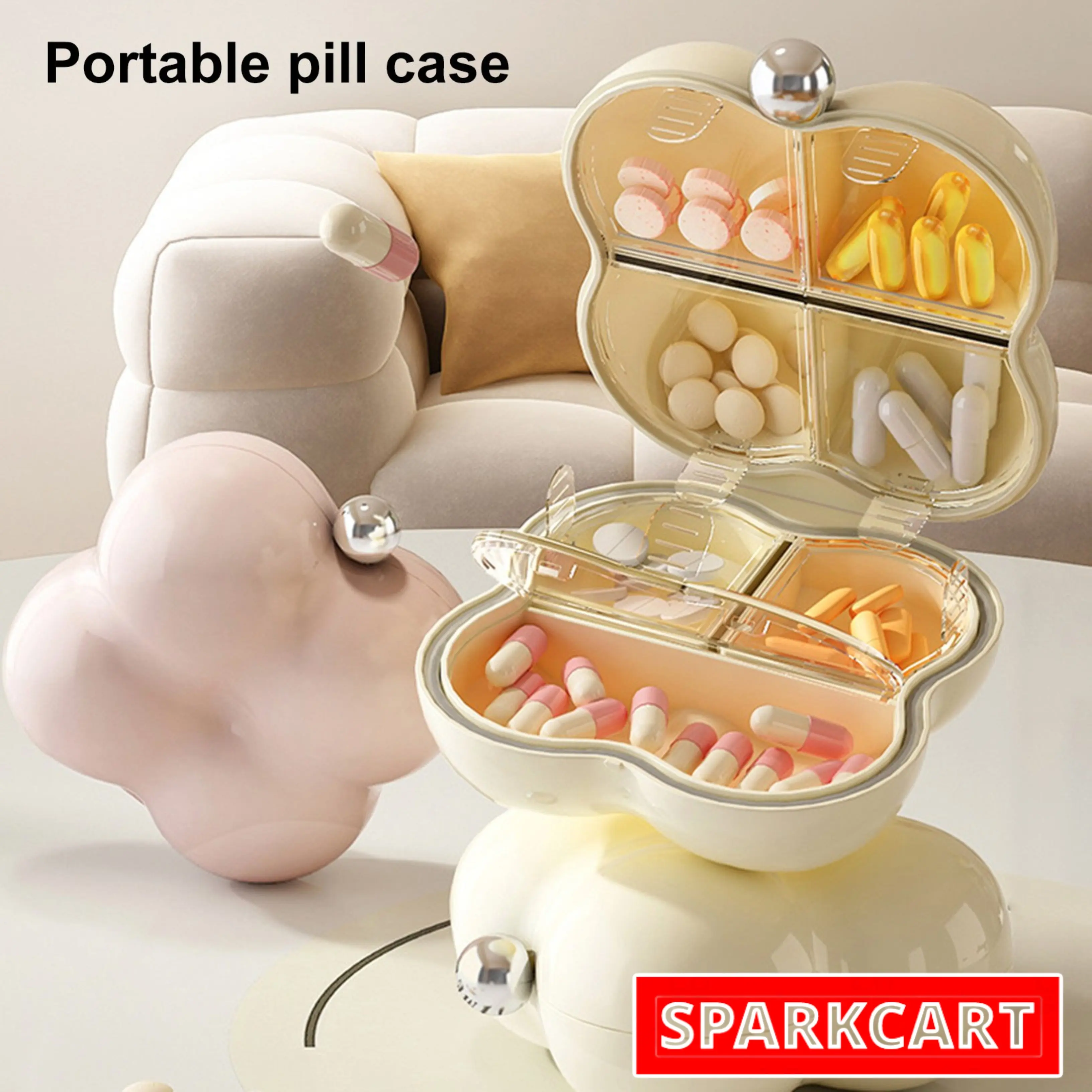 1pcs Mini-Portable Pill Box  Shading Moisture-Proof Sealed Box Seven-Day Pill Multi-Grid Storage Box