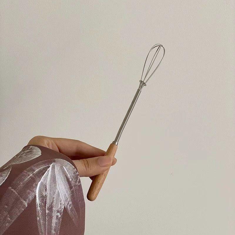 Product Introduction of Solid Wood Handle Mini Whisk Cream Butter Stirrer Stainless Steel Household Mixing Stick Restaurant Kitchen 3