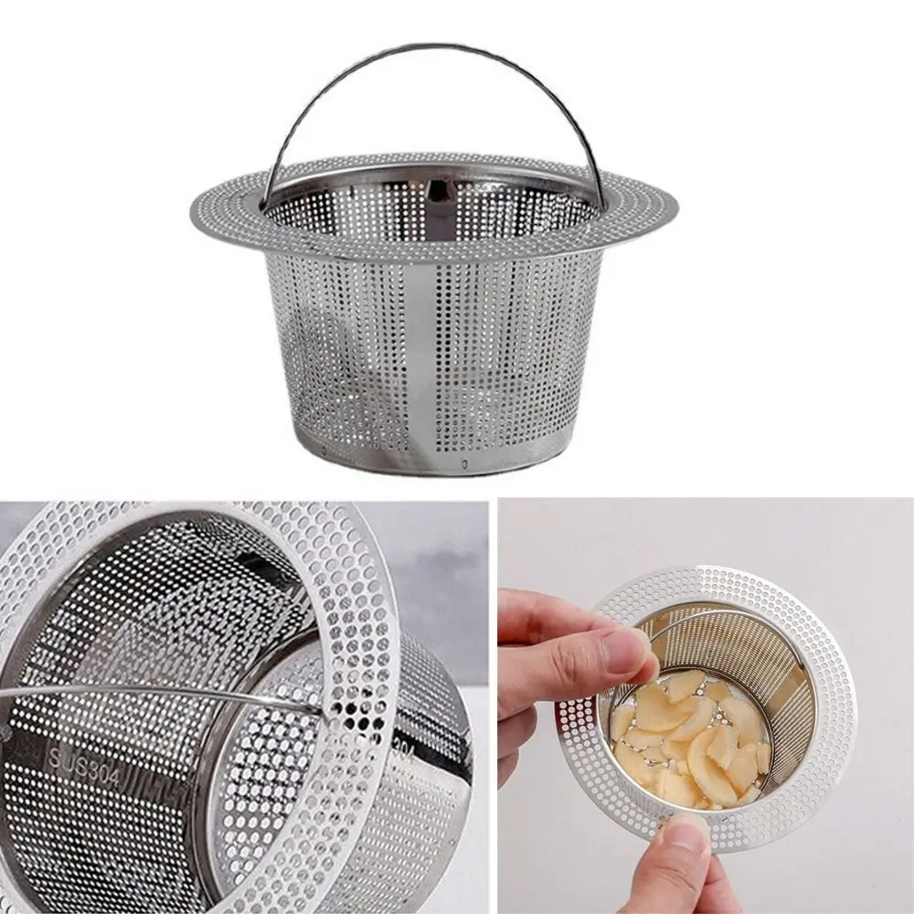 Bộ Lọc Bồn Rửa Bằng Thép Không Gỉ, Bền Có Tay Cầm, Chống Tắc Nghẽn, Bẫy Lưới, Làm Sạch Tóc, Thoát Nước Sàn, Dụng Cụ Bắt Chất Thải Nhà Bếp, Phụ Kiện Phòng Tắm