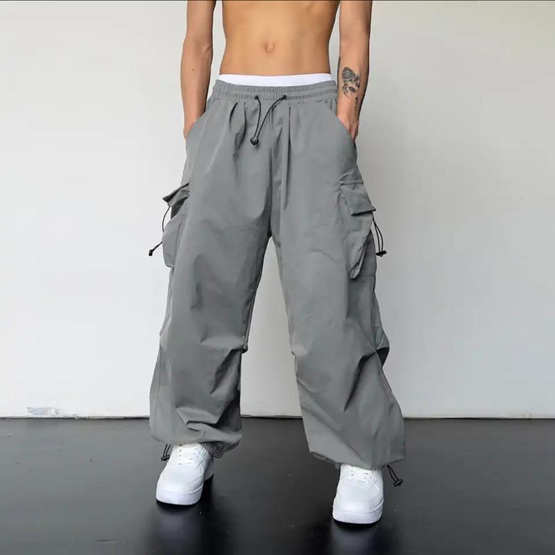 Product Introduction of 2024 Summer New Quick-Drying Overalls Men's American Parachute Pants High Waist Wide Leg Leisure Track Pants 5