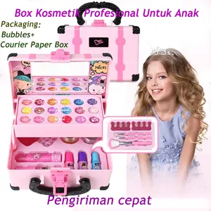 Gratis Bubble Film!32 PCS Mainan Anak Perempuan Make Up Tas Kosmetik Lipstick Eye Shadow Makeup Set Kosmetik Peralatan Kecantikan Tidak Beracun Kotak Make Up Set Mainan untuk Gadis Ulang Tahun Hadiah Set Riasan