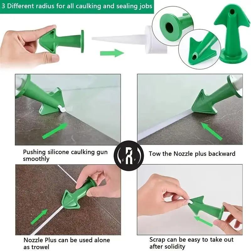 Caulking Nozzle Tool Kit, 3 Counts Caulk Nozzle Applicator Silicone Caulking Tools, Sealant Nozzle Caulki for Home 2