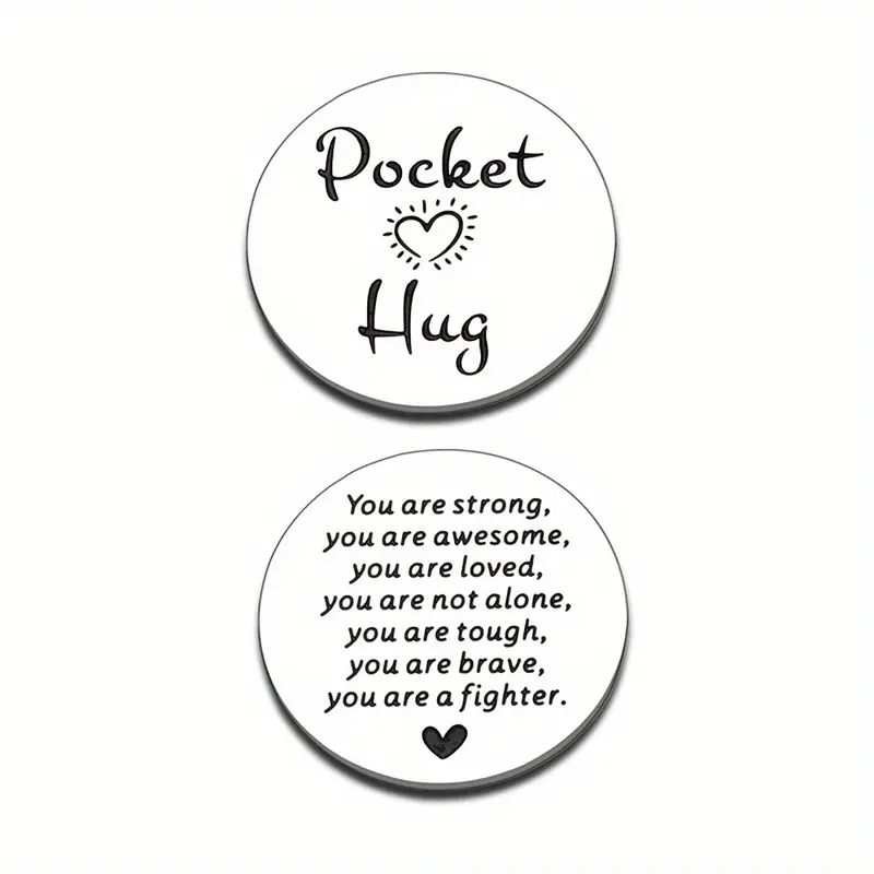 Stainless Steel Pocket Hug Token, 1 Count Double Sided Engraved Inspirational Coin, Party Gifts for Graduation, Birthday, Anniversary 3
