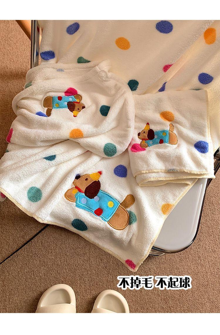 Product Introduction of [3941 Positive Reviews] Cute Polka Dot Puppy Coral Fleece Quick-Dry Hair Towel for Women, Super Absorbent, Thickened Bath Cap for Students 10