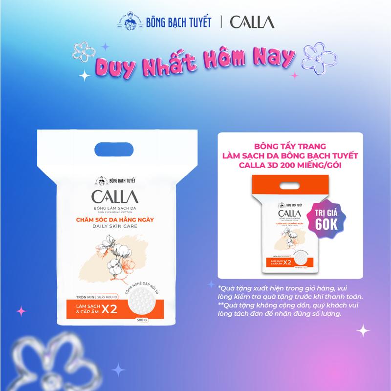 Bông tẩy trang làm sạch da Bông Bạch Tuyết Calla tròn 3D 500gr - 1100 miếng/gói Skincare Chăm Sóc Dachamsocdamat, makeup, bongtaytrang nướctaytrang