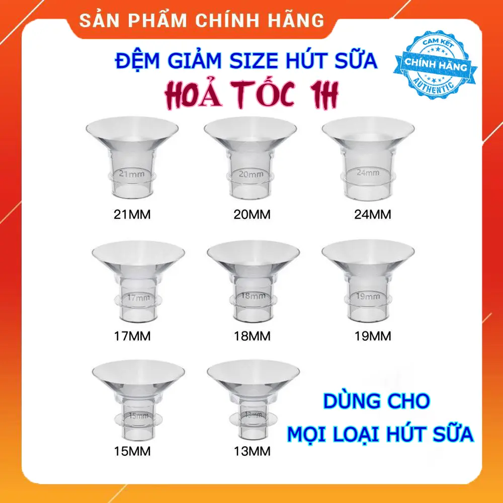 (HoảTốc1h) Đệm giảm size phễu 13 15 17 19 21 24mm - Dùng được cho các loại phễu máy hút sữa, cup rảnh tay, máy không dây