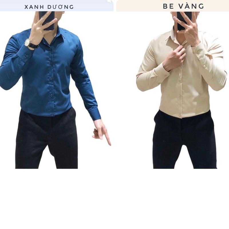 TỔNG HỢP BẢNG MÀU SƠ MI TRƠN NAM  - form áo slimfit - chất vải lụa cotton MỎNG NHẸ - mềm mịn mát 7