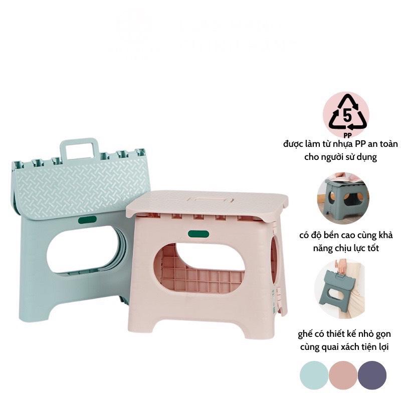 Ghế nhựa gấp gọn cao cấp tiện dụng, ghế kê chân gấp gọn văn phòng đa năng, ghế ngồi nhà tắm, mang đi du lịch tiết kiệm không gian