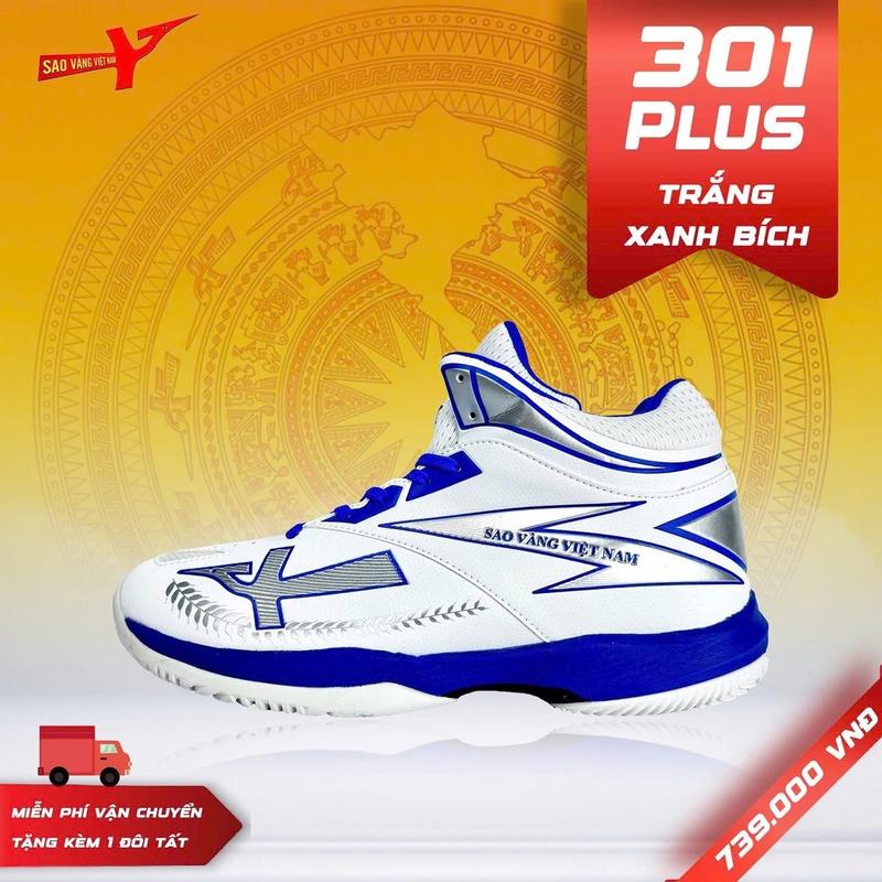 Giày bóng chuyền sao vàng Việt Nam 301 plus trắng xanh - giày thể thao - Sneaker 1