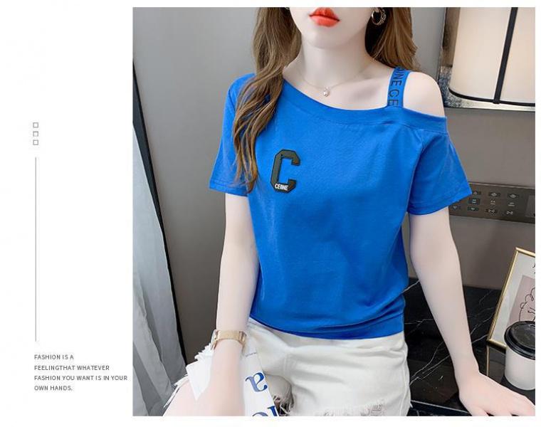 Product Introduction of Áo Phông Cotton Ngắn Tay, Nữ Và Cô Gái Nóng Bỏng, Trang Phục Mùa Hè, Phong Cách Hồng Kông, Ins, Dễ Thương Và Gợi Cảm, Sling, Trễ Vai, Cổ Áo Rộng Rãi, Áo Trễ Vai, Thời Trang 26