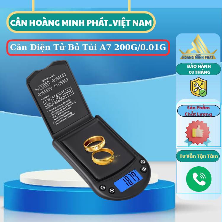 Cân điện tử bỏ túi cân vàng bạc đá quý 200g 0.01g Pocket Scale A7 - Cân Hoàng Minh Phát