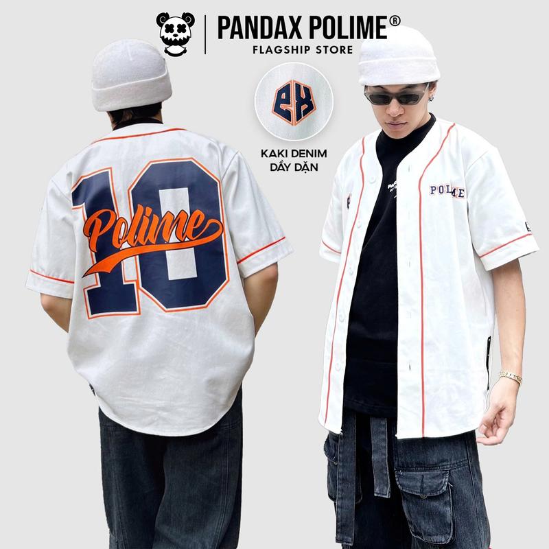 Áo khoác bóng chày local brand sơ mi kaki nam nữ cộc tay unisex bigsize cặp đôi denim Pandax Polime Jersey 10 Menswear Jacket Có Cổ Có Túi Trắng