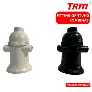 Fitting Gantung Kombinasi TRM FG 999 W B 2 Cabang Stop Kontak E27 Putih Hitam Lampu