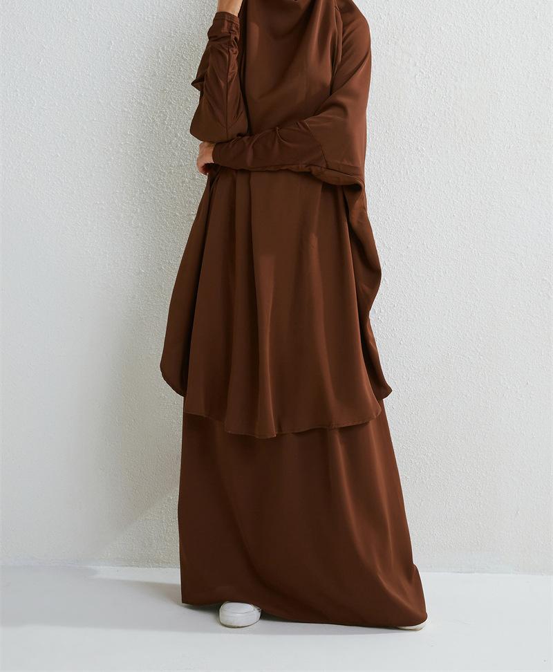 Product Introduction of Two-Piece High-Quality Large Size Clothing, Women's Clothing, Clothing Apparel, Solid Color Long Sleeve Skirt Long Robe 11