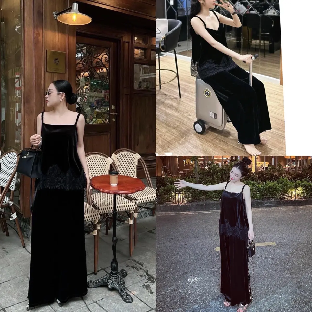 Sét bộ Nhung Hàn _2s áo dây tết phối ren