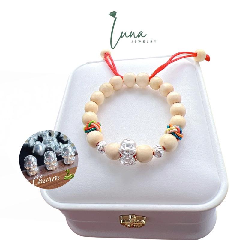 Vòng Dâu Tằm mix Charm Rắn Bạc Ta Cho Các Bé Sinh Năm Tỵ Mang Lại May Mắn Bình An L0026