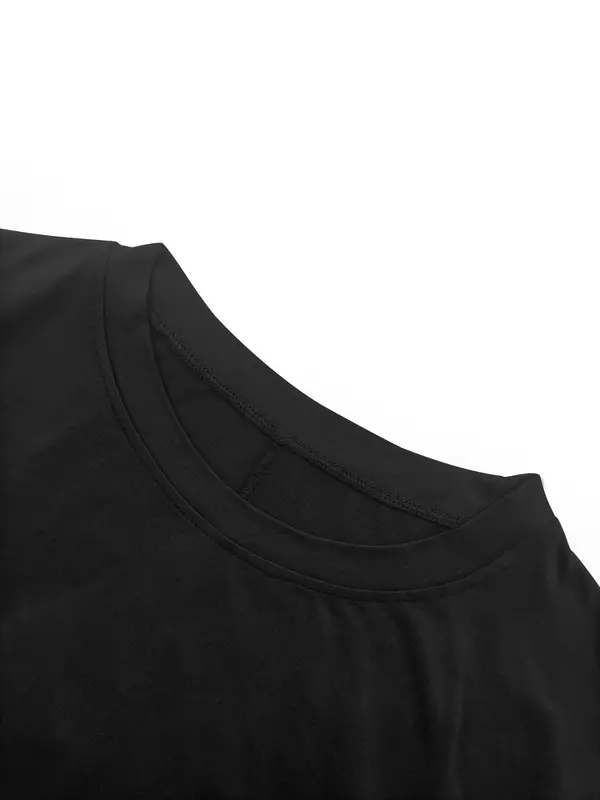 Women's Plain Curved Hem Raglan Sleeve Tee Dress, Casual Short Sleeve Round Neck Dress for Spring & Fall, Ladies Clothes for Daily Wear 8