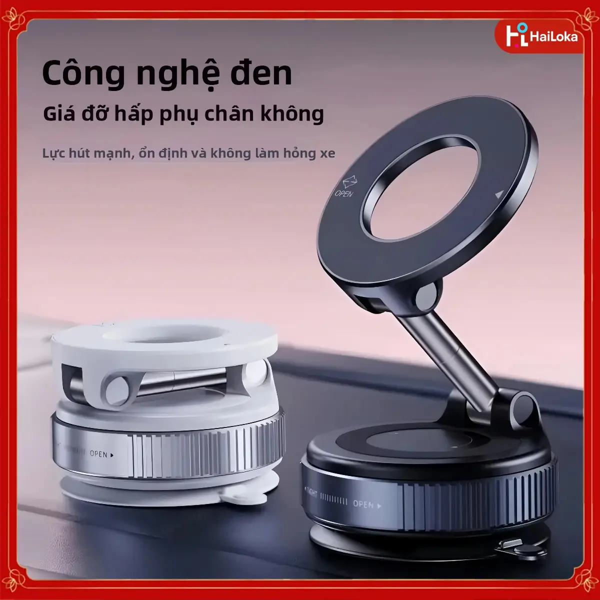 【HaiLoka】Giá đỡ điện thoại mới - Lực hút siêu mạnh, không để lại dấu vết, xoay 360°, có thể gập lại, đa chức năng, phù hợp cho xe hơi/phòng tập thể dục/văn phòng/khi lái xe