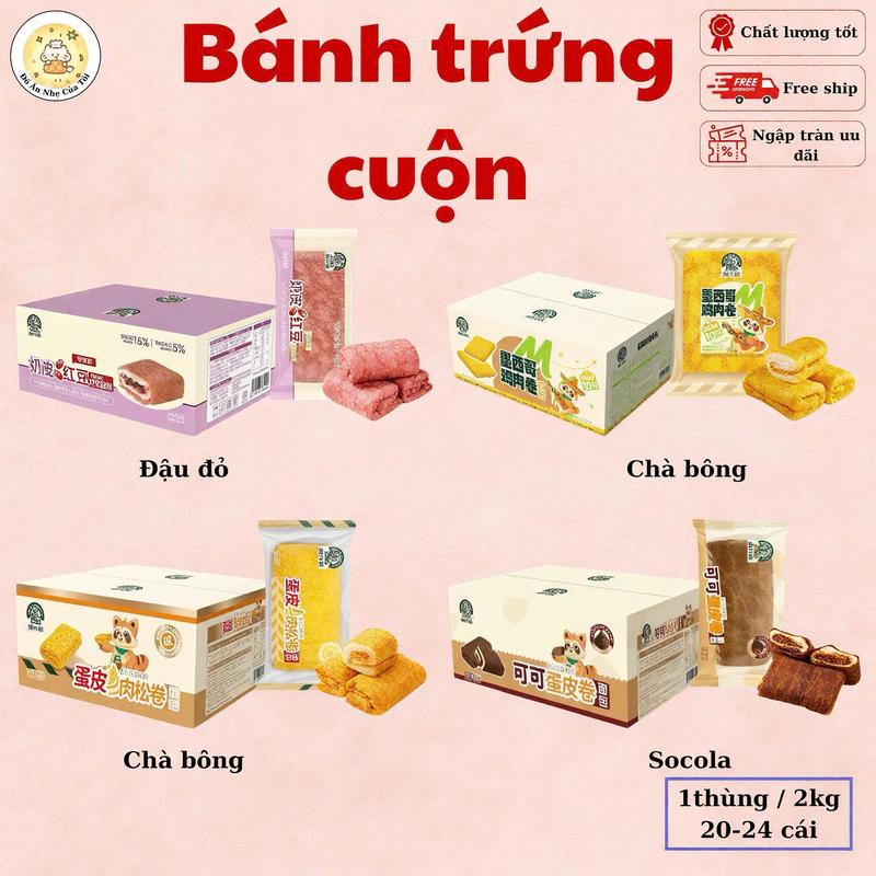  Siêu Combo 4 Vị Trứng Cuộn – Đầy Đặn Thơm Ngon – Thùng Lớn 2kg  20–24 cái  – Tiện Lợi Cho Gia Đình Mềm mịn siêu thơm ngon  bên trong ngập tràn nhân Food Thức Ăn Cake,bim bim mix đủ vị bánh ngon ăn vặt bánh ăn vặt healthy đồ ăn vặt siêu ngon 