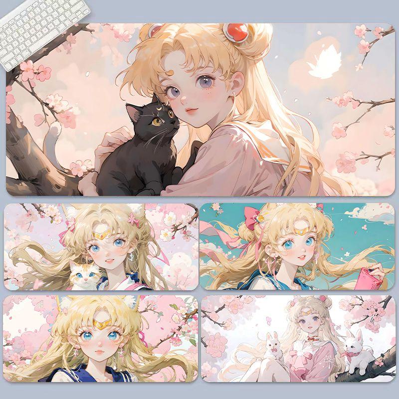 Product Introduction of Pad Tetikus Ilustrasi, Reka Bentuk Sailor Moon, Bersaiz Besar, Tampan, Sesuai untuk Asrama dan Bilik Tidur, Pad Meja Komputer, Pad Papan Kekunci Pejabat Computer Mouse 4