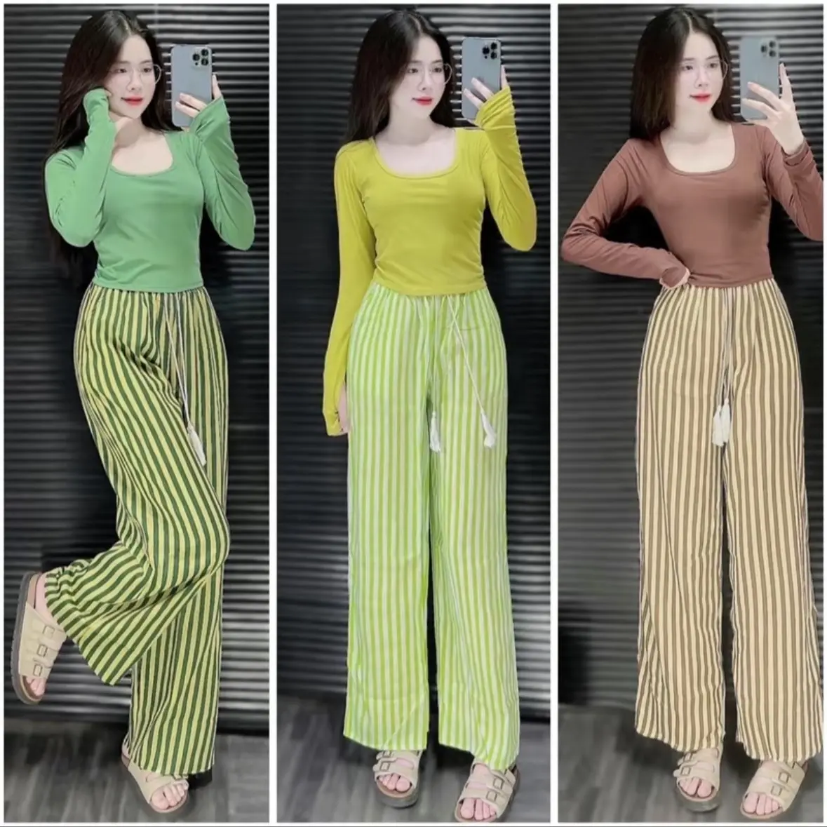 SET DÀI BIGSIZE ÁO THUN TĂM PHONG CÁCH MÙA HÈ TAY DÀI QUẦN SỌC