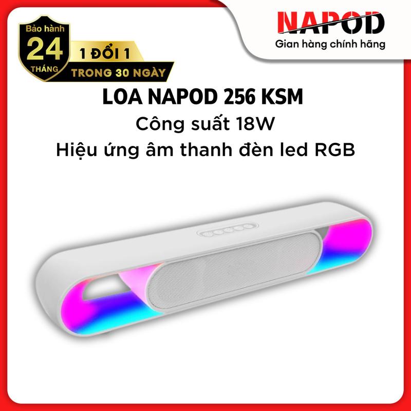 Loa Bluetooth Nghe Nhạc NAPOD 256 KMS Công suất 18w - Bass Ấm - Âm Thanh Hay Tích Hợp Đèn Led Cảm Biến theo nhạc, hỗ trợ cổng AUX và thẻ nhớ