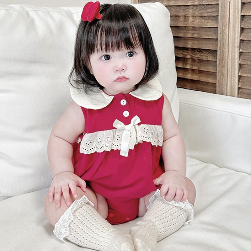  Body chip cho bé gái sơ sinh vải cotton 4 chiều Áo liền quần Bodysuit 2 dây dễ thương bé gái SLH247 