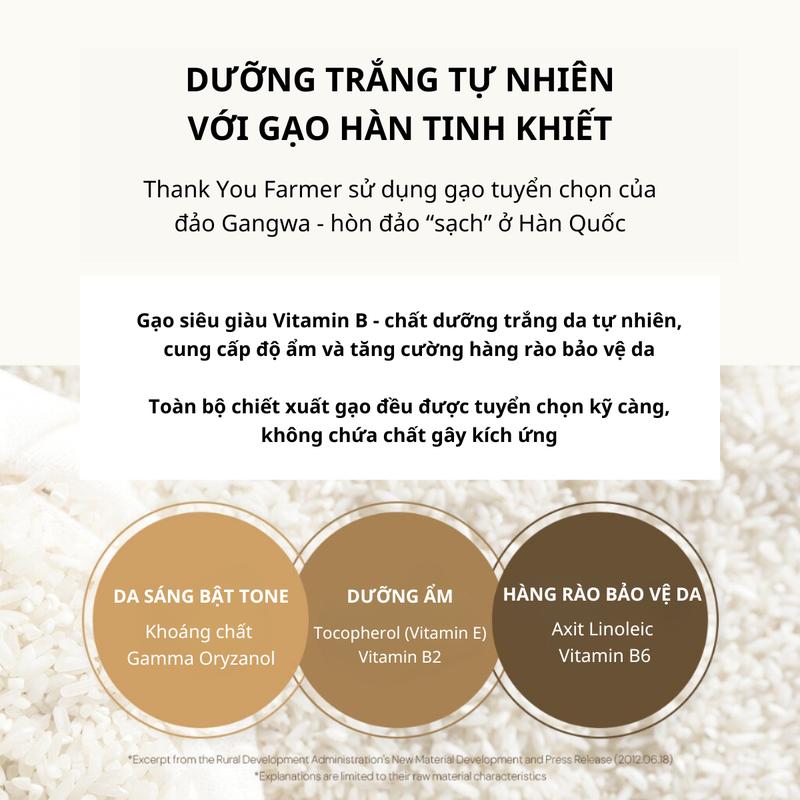 Kem Gạo Dưỡng Trắng Ủ Lạnh Gangwha Hàn Quốc THANK YOU FARMER Cấp Ẩm, Da Căng Mịn, Cân Bằng Dầu 80ml 4