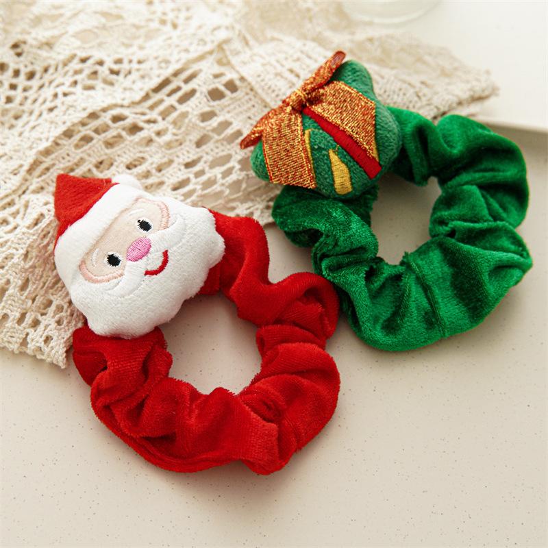 Product Introduction of 1-3 pcs Cartoon Christmas Elastic Hair Ties Cute Santa Claus Christmas Tree High Ponytail Hair Rope Sweet Hair Accessories Gifts 1