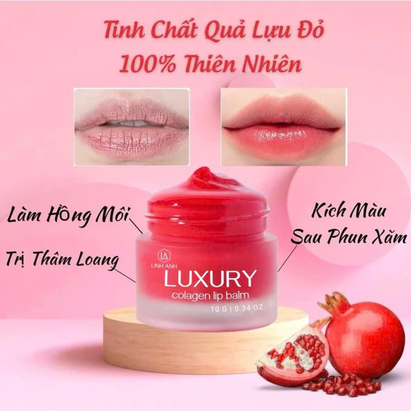 Dưỡng Hũ Lựu Đỏ Kích Màu Môi Luxury Collagen Lip Dưỡng Môi Kích Dưỡng Ẩm Màu Sau Phun Xăm Cho Nữ 4