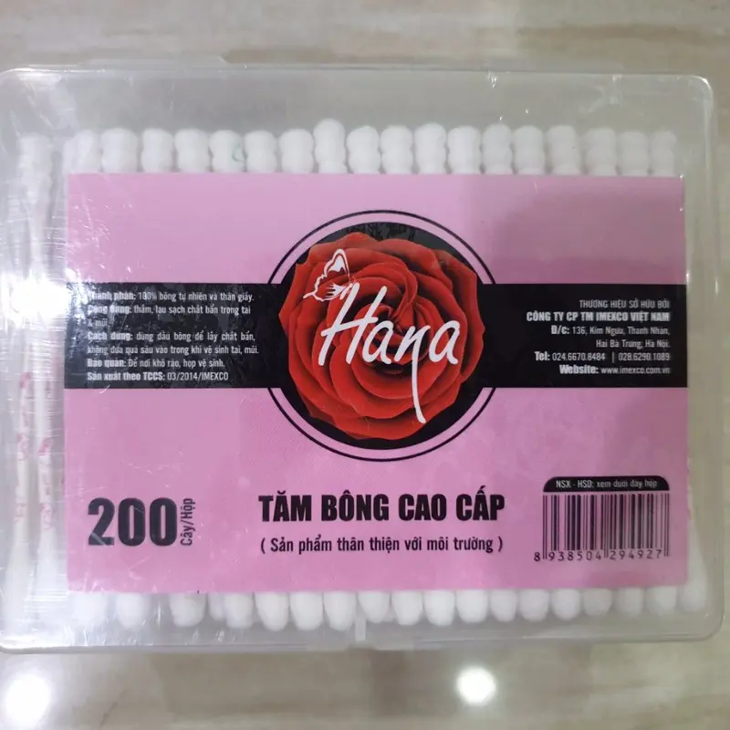 Tăm bông cao cấp Hana lõi giấy 200 que 2